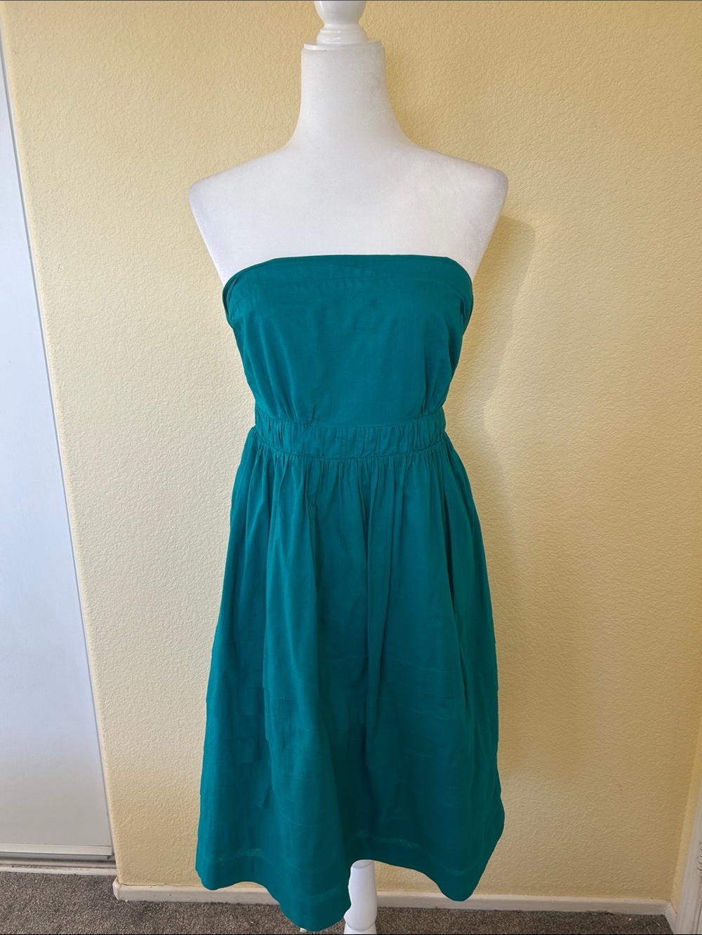 Maeve Strapless Teal-Green Midi Dress